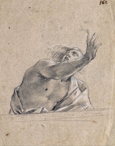 Mann mit erhobenem Arm hinter einer Brüstung von Simon Vouet